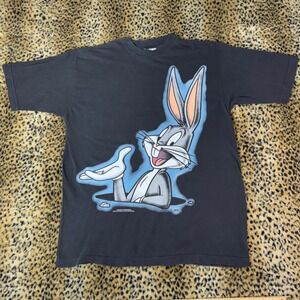 Vintage 1995 Bugs Bunny Looney Tunes Shirt Sun Sportswear Black Large 90s